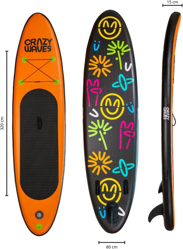 Tavola SUP CRAZYWAVES - Gonfiabile 320x80x15 cm – Stand Up Paddle Board Completa