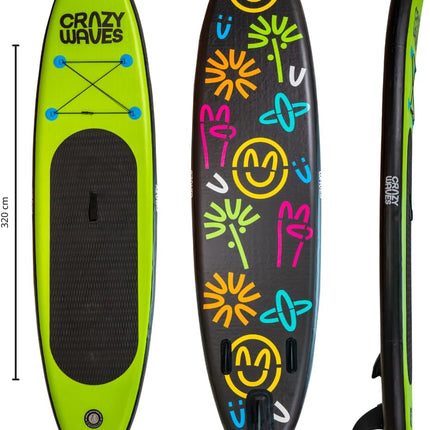 Tavola SUP CRAZYWAVES - Gonfiabile 320x80x15 cm – Stand Up Paddle Board completa